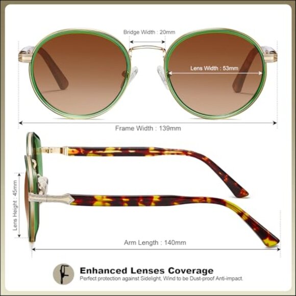 Acetate-Metal Frame Round Sunglasses Polarized UV Protection main image 5